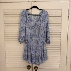Z Supply Quarter Sleeve Floral Dress in Blue